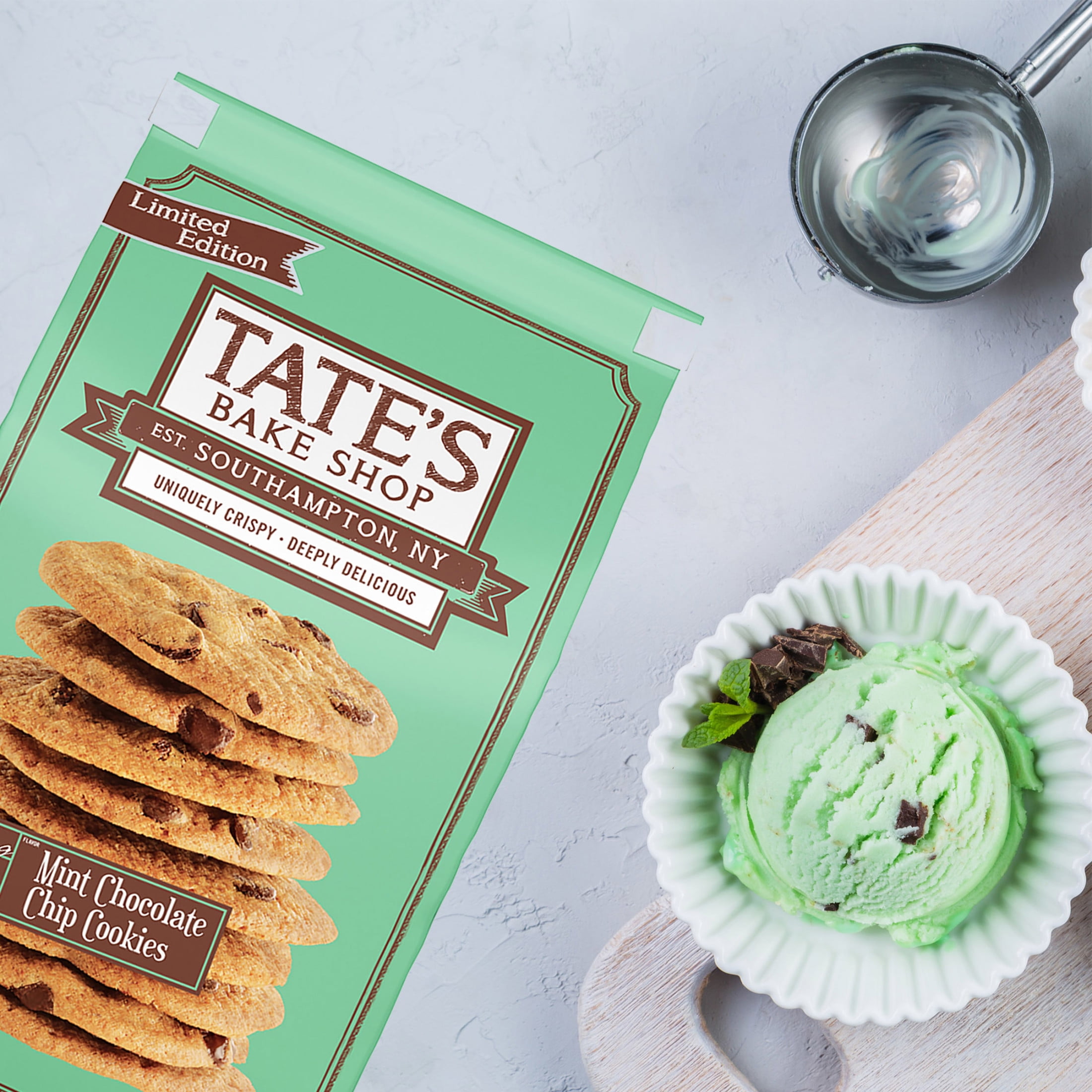 (2 pack) Tate's Bake Shop Mint Chocolate Chip Cookies, 6.5 oz