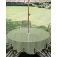 thumbnail image 3 of Outdoor Tablecloth with Umbrella Hole Zipper Vintage Sage Green Round Tablecloth 60" Waterproof Outside Table Cloth Farmhouse Retro Beige Solid Color Patio Table Cover Tablecloths for Picnic Party, 3 of 8