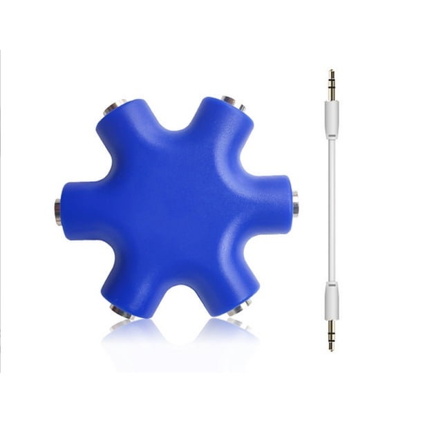 Injueey Divisor de Audio de 3,5mm, accesorio de auriculares, equipo convertidor estable, adaptador de auriculares, conector, dispositivo, Cables de audio/vídeo azul
