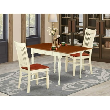 East West Furniture Monza 3-piece Wood Dinette Set in Buttermilk and Cherry