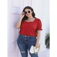 thumbnail image 5 of Women Summer Square Neck Ruffled Tops Short Sleeve Blouse Casual T-Shirt Top, 5 of 5