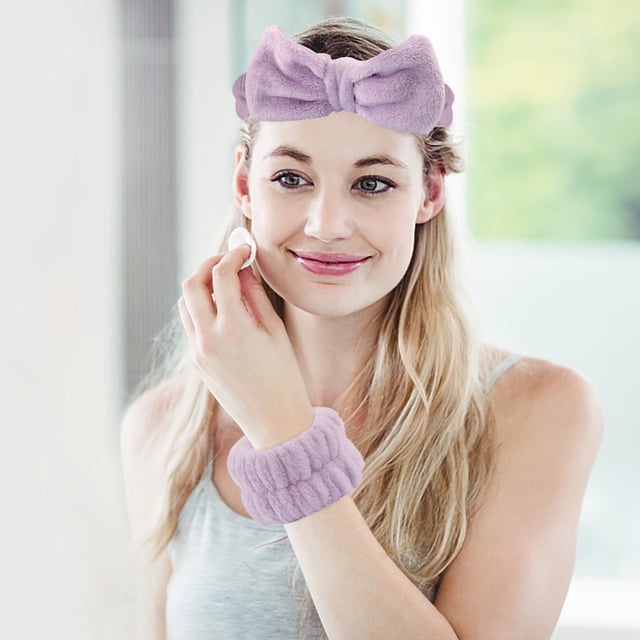 Fiudx Bandas de Muñecas, Corales de Vellón Coral, Bandas de Cabello de Franela Suave, Ideales de Lavado Facial y Yoga, Artículos Esenciales Diarios de Niñas, Juego Reutilizable de 3 Piezas