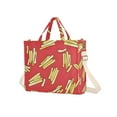 thumbnail image 2 of French Fries Corduroy Tote Bag Handbag Large Messenger Bag Shoulder Crossbody Zipper Bag Purse, 2 of 8