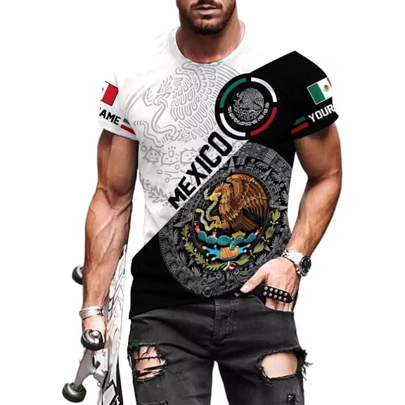 Personalized Name Mexican Shirts for Men, Customized Mexico Shirts for Men, Mexico Shirts for Women Mexico Shirt Eagle Flag (S)