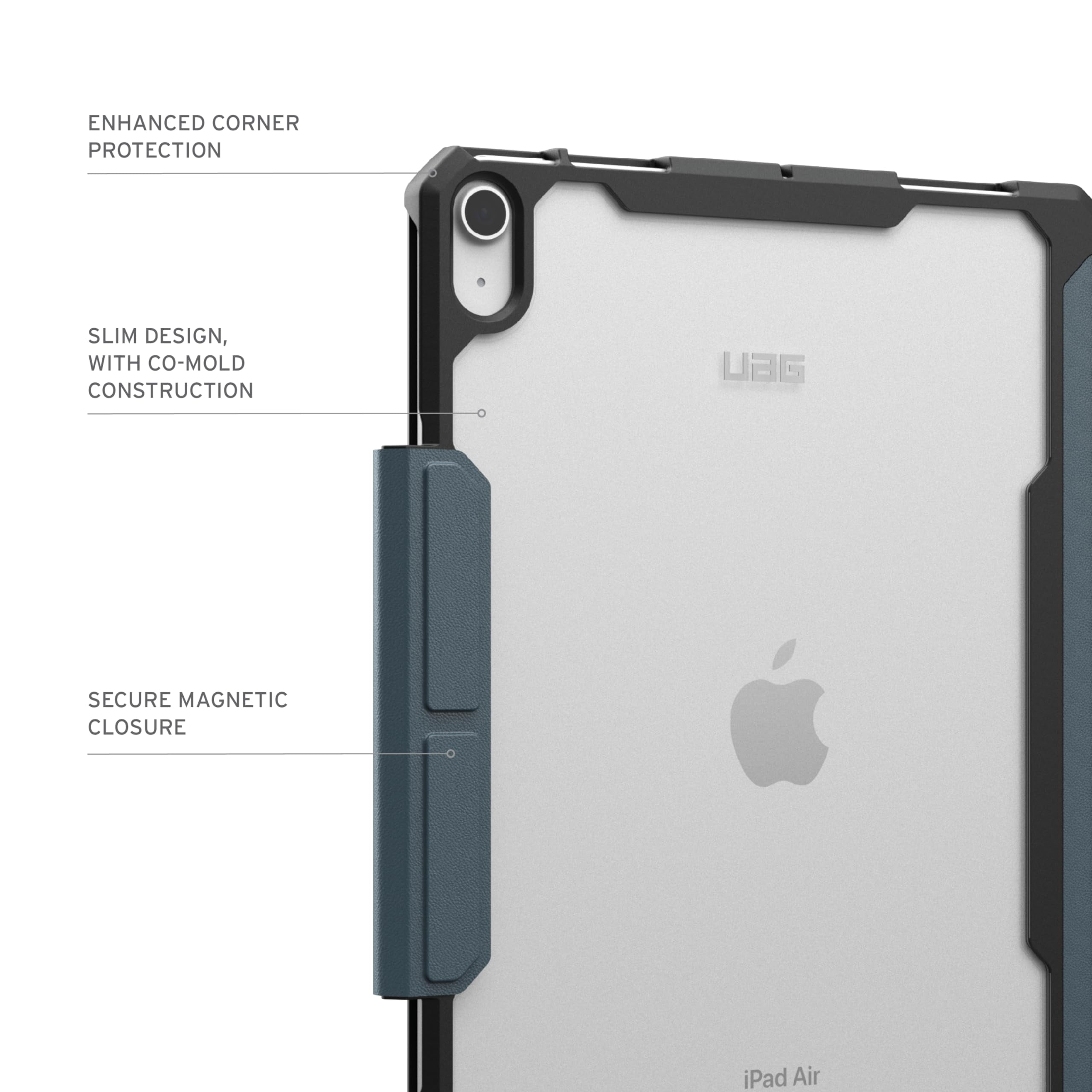 UAG iPad Air 11" Case (6th-8th Gen 2024-2026) M4/M3 - Rugged Adjustable Multi-Angle Stand Auto Sleep/Wake Folio Cover w/Pencil Holder, Essential Armor Cloud Blue