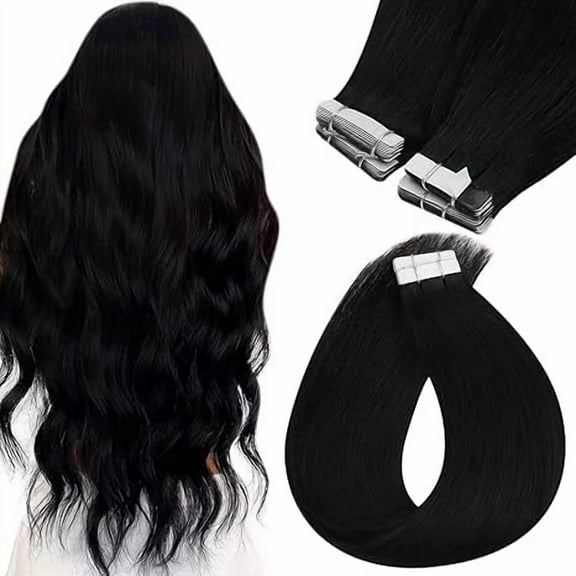 JUNGLE WAVE Clip in Hair Extensions Real Human Hair, 20 Inch 50g, Natural Black,20Pcs With 20 Clips Hair Extensions Clip ins for Women, Natural Human Hair