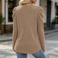 thumbnail image 6 of Ashyfjp Sweaters for Women Casual Solid Color Long Sleeve Crew Neck Puff Shoulder Ribbed Knit Top, Size (S-XXL), 6 of 7
