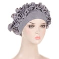 thumbnail image 5 of Eoperou Autumn Winter Women Turban Hat Hot Drilling Decor Flower Trim Bonnet Hat Elastic Solid Color Head Scarf Hat, 5 of 8
