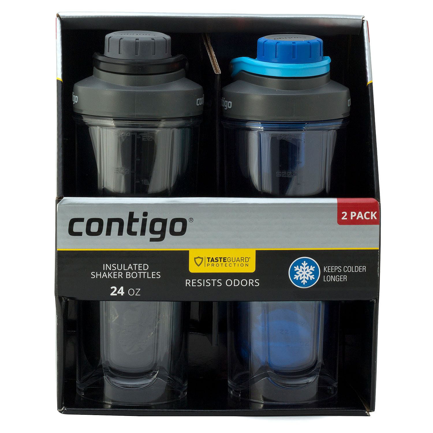 Contigo Shake & Go Fit Shaker Bottles, BPA- Free, Leak-Proof Lid, Double  Wall Insulated Tritan Plastic, 24oz, 2 Pack 