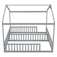 thumbnail image 3 of Aukfa Double Twin Bed Frame for 2 Kids Toddlers, Two House Bed with Fence, Two Shared Beds, Gray, 3 of 8