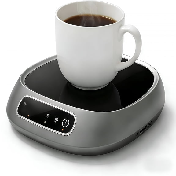 HIBIBUD 1.3-Temperature Smart Coffee Mug Warmer for Desk - Wireless Rechargeable Beverage Heater with Auto Shut Off & Timer | Silent Office Essential for Coffee/Tea Lovers (Grey)