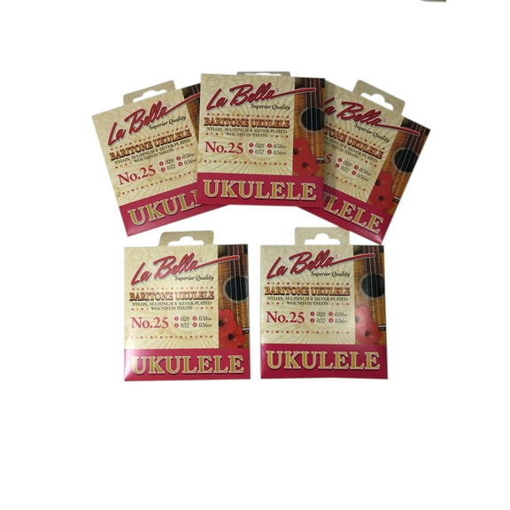 La Bella Ukulele Strings Baritone 5 Pack No. 25 Nylon, Alum, & Silver 028-032-038w-036w
