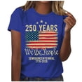 thumbnail image 2 of Women's Patriotic Printed T-Shirt, 250 Anniversary USA Shirt for Womens, Short Sleeve Round Neck Casual Top, 250 YEARS Flag Pattern Tee (XX-Large Blue), 2 of 3