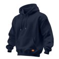 thumbnail image 2 of Men's Basic Baggy Hoodie, Long Sleeve Drawstring Hooded Sweatshirt, Fall Solid Color Casual Loose Fit Pullover with Pocket Navy L, 2 of 6