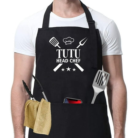 

AcevedoDesign Tutu Head Chef Apron - Father s Day Gift - Gifts For Dad - Tutu Apron - Men s Apron - Head Chef Apron - Kitchen Apron For Tutu - Cooking Apron With Pocket - Baker Gift Black C49
