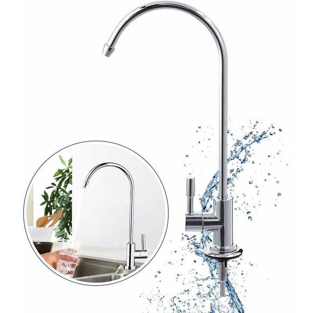 Grifo de ósmosis inversa, giratorio de 360°, acabado cromado de lujo, compatible con todos los sistemas de filtrado de agua debajo del mostrador