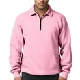 thumbnail image 6 of Mohiass Men's Fleece Lined Sweatshirts Fleece Pullover Basic Tops Quarter Zip Crewneck Winter Sweatshirt Pink S, 6 of 6