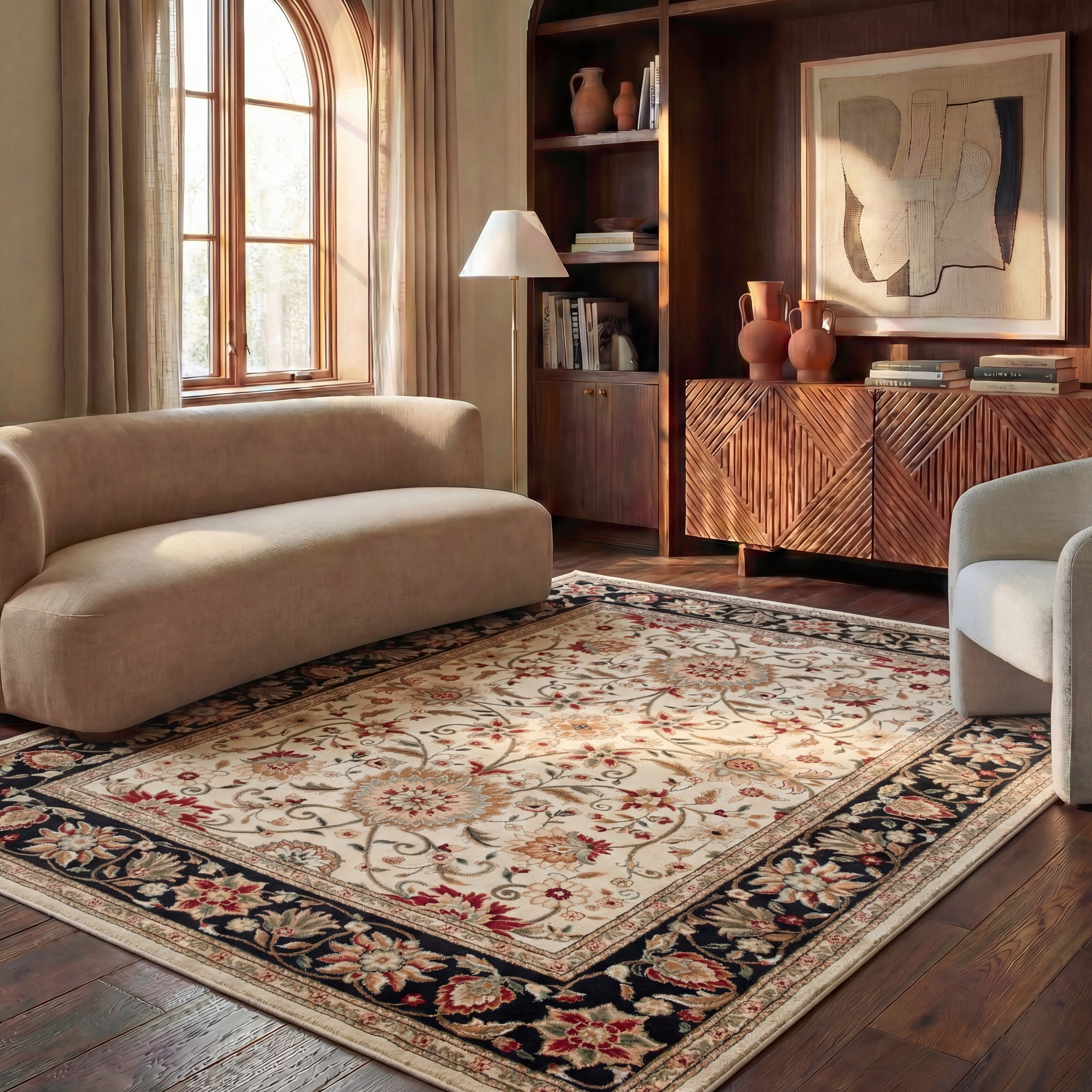 Safavieh Lyndhurst Victoria Floral Area Rug, Ivory/Black, 6' x 8'