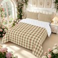 thumbnail image 2 of Manfei Modern Checkered Full Size Comforter Sets,Geometric Check Bedding Comforter Set,Brown Beige,Reversible,3 Pieces,1 Comforter and 2 Pillowcases,3 Pieces,1 Comforter and 2 Pillowcases, 2 of 7