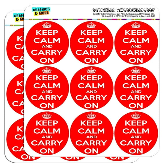 Keep Calm and Carry On Red 2" Scrapbooking Crafting Stickers
