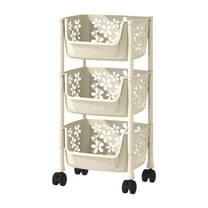 WEGFTDUOP 3-Tier Slim Rolling Storage Cart 28.4" H Narrow 4.7" W Plastic Mobile Rack w/Wheels & Brakes Adjustable Baskets Drain Holes Quick-Assembly Kitchen Bathroom Bedroom Gap Organizer