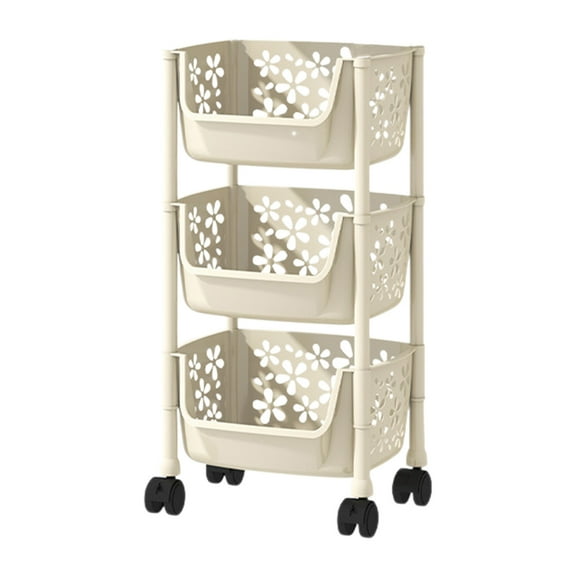 WEGFTDUOP 3-Tier Slim Rolling Storage Cart 28.4" H Narrow 4.7" W Plastic Mobile Rack w/Wheels & Brakes Adjustable Baskets Drain Holes Quick-Assembly Kitchen Bathroom Bedroom Gap Organizer