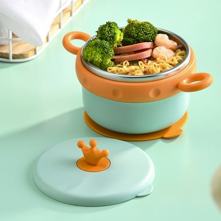 Baby Bowl With 316 Stainless Steel Food Grade Materials ,Water Injection Heat Preservation Detachable Suction Cup Multi-layer kid Tableware Pink