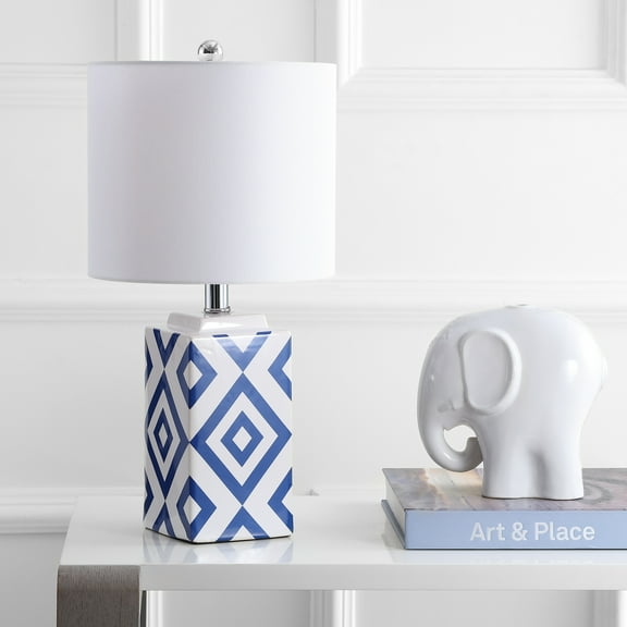 Safavieh Lugo 20 in. H Geometric Glam Table Lamp, White/Blue