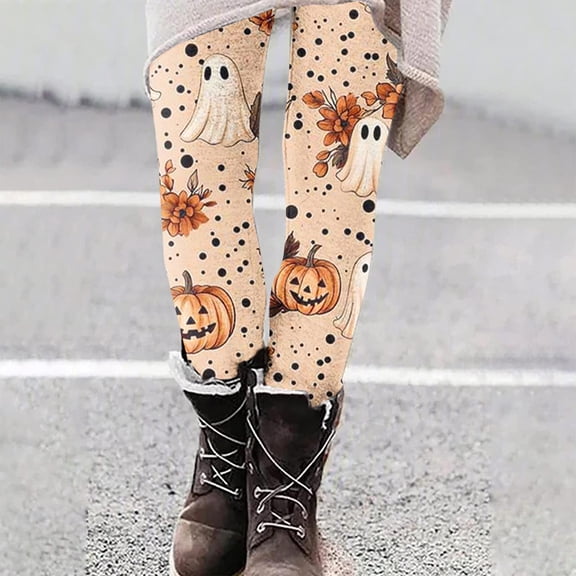 Xdegoge Halloween Leggings for Women Yoga Stretch Cute Printed Fall Winter High Waisted Comfy Pants Casual Party Trendy Tights Bottoms