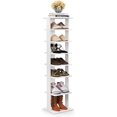 thumbnail image 3 of 7-Tiers Shoe Rack, Tall Vertical Shoe Storage with Removable Shelves & Anti-toppling Device, Slim Corner Shoe Shelf Organizer for Entryway, Closet, Small Space (White), 3 of 8