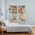 thumbnail image 4 of Spring Floral Kitchen Curtains 63 Inch Length, Elegant Checkered Summer Botanical Farmhouse Grommet Top Bedroom Living Room Curtains, Light Filtering Cafe Curtain Drapes 2 Panels Set 84''x63'', 4 of 9