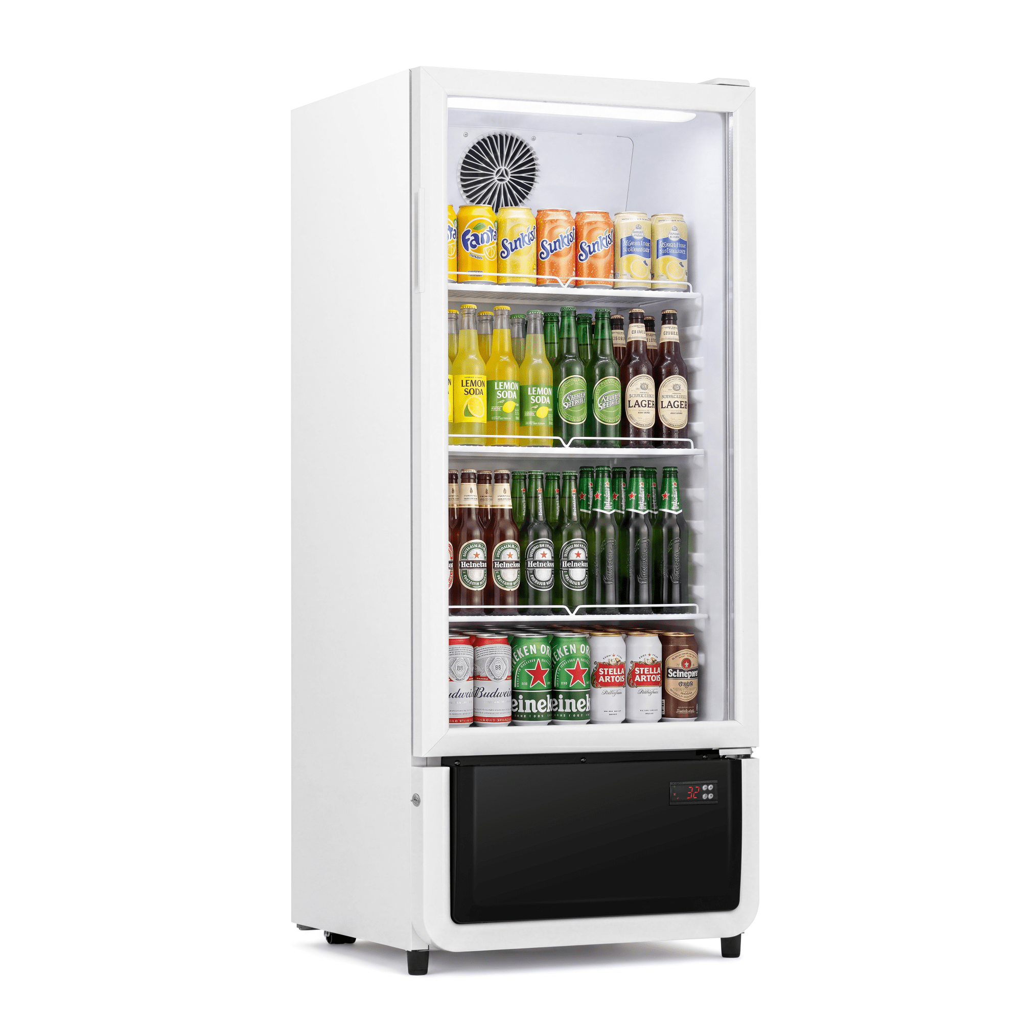 Yeego Commercial Beverage Refrigerator, 6.9 Cu.Ft Glass Door Drink Display Cooler with LED Light & Adjustable Shelves for Bar, Convenience Store