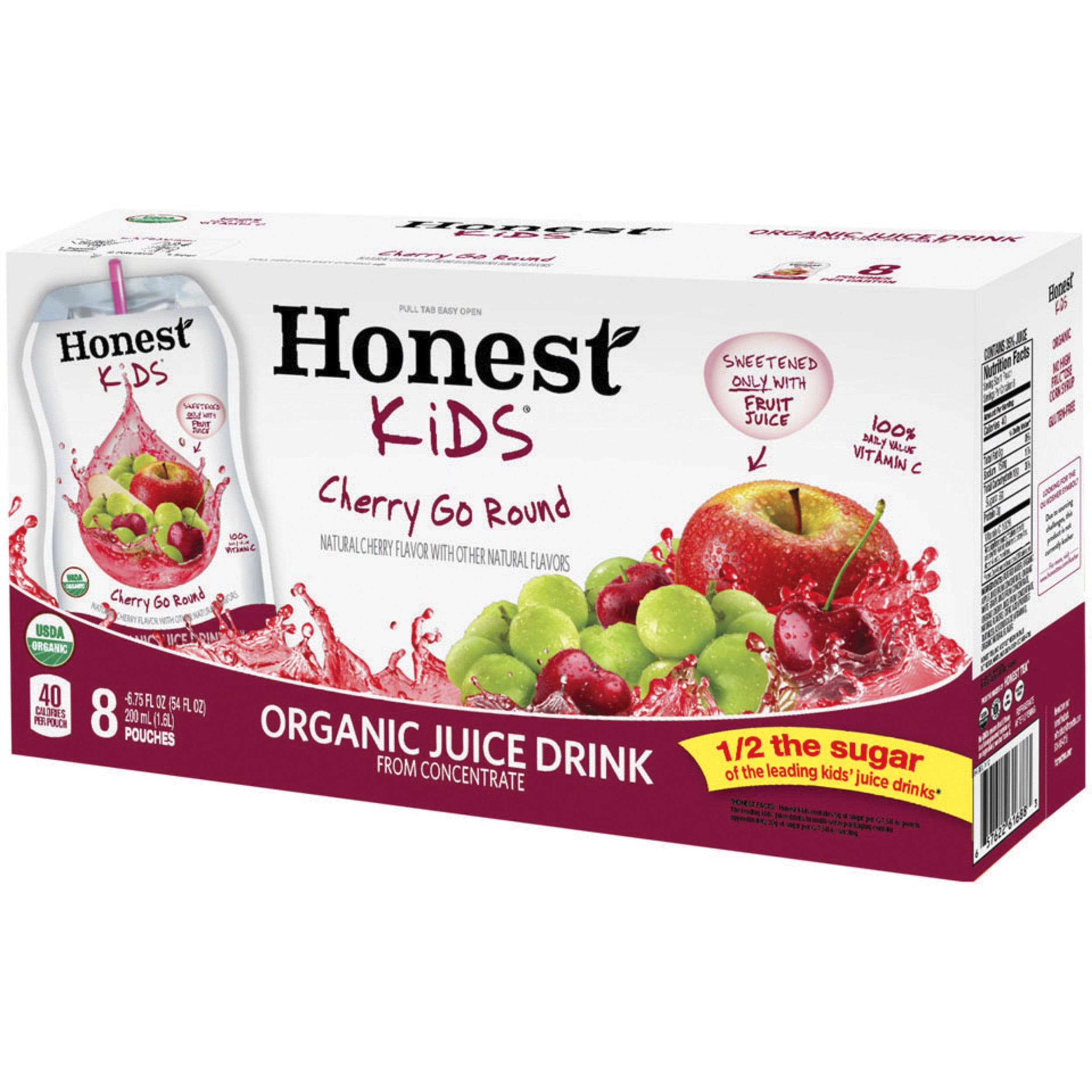 Honest Kids Cherry Go Round Organic Fruit Juice, 6.75 fl oz, 8 Pack ...