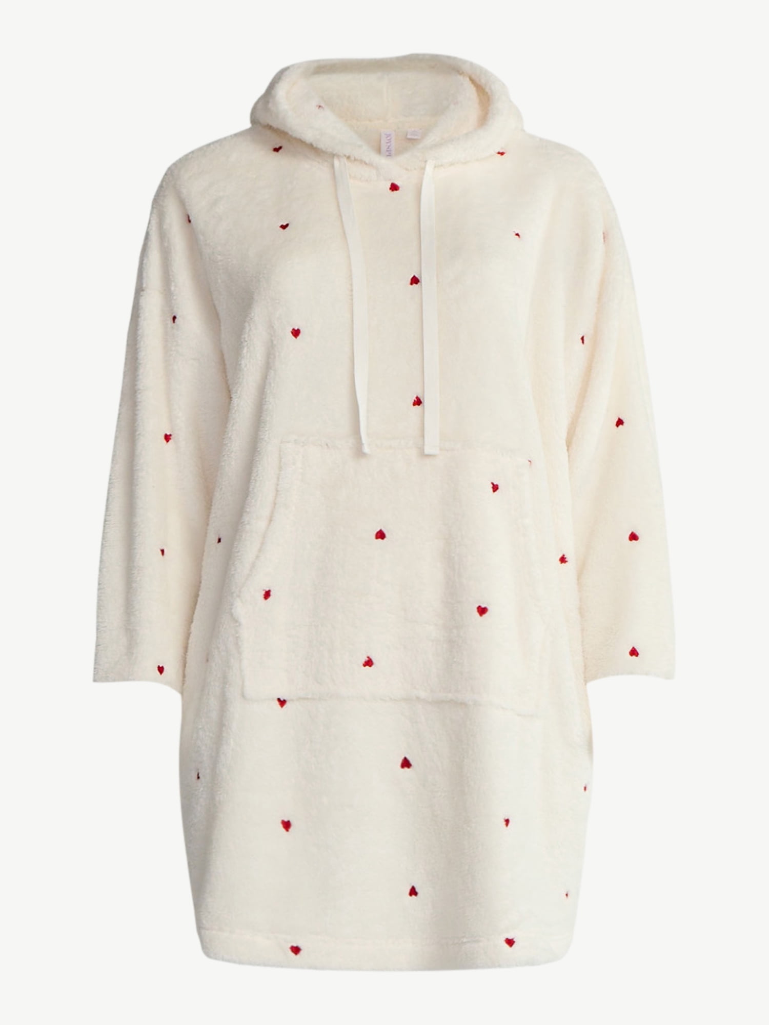 Joyspun Women's Oversized Hooded Plush Lounger, Size XS-3X