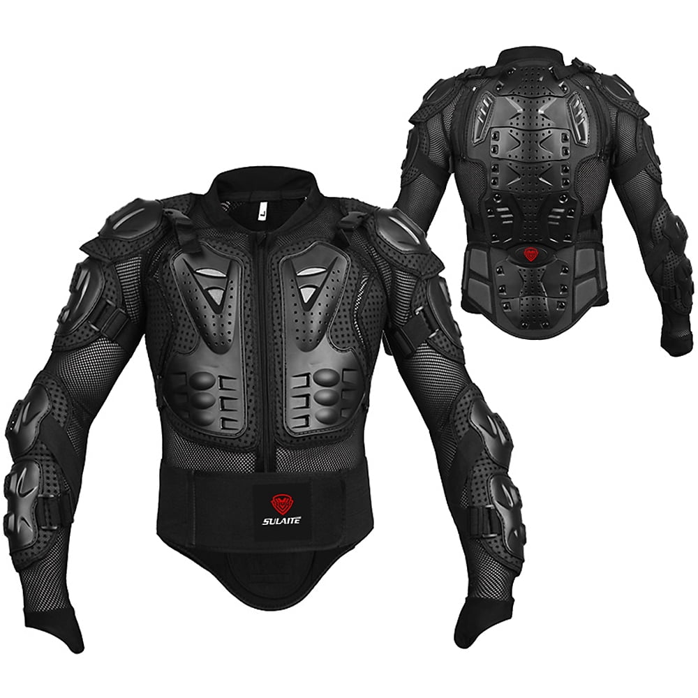 Men Motorcycle Body Armor Motocross Jacket Chest Protective Breathable black 