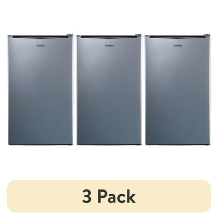 (3 pack) Galanz 3.3 Cu ft One Door Mini Fridge  Estar  Stainless Steel Look  New
