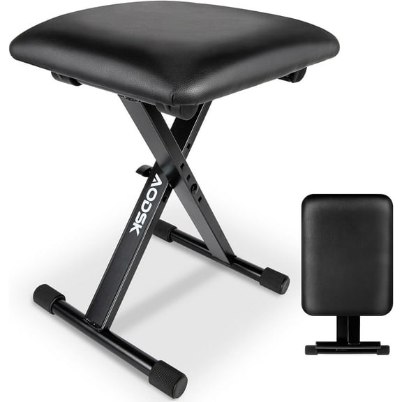 AODSK Keyboard Bench X-Style Cushion Padded,Piano Bench Adjustable Collapsible Stool Chair Seat,Flame retardant cotton,Non-Skid Design