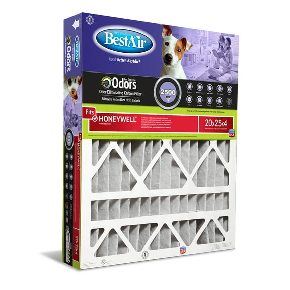 BestAir PFHW2025-11CR Carbon Infused Honeywell 20x25x4 Series 2500 MERV 11 Pet Filter