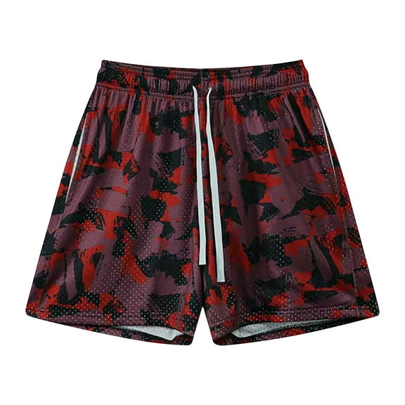 OWMEOT Camo Swim Trunks for Men Summer Mesh Breathable Beach Shorts Lightweight Quick Dry Bathing Suits 5" Drawstring Board Shorts