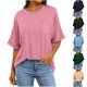 thumbnail image 1 of Blusa de trabajo,Blusa informal de manga corta para mujer, cuello redondo, bolsillo, mezcla de poliéster y elastano, ajuste suave y cómodo, ideal para uso diario en casa, sopatenor, 1 of 8