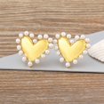 thumbnail image 1 of Aretes Para Mujer/pendientes de tuerca de concha lindos de diseño elegante coreano Love Heart Fiesta de boda romántica, 1 of 3