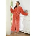 thumbnail image 2 of U2SKIIN Womens Fleece Hooded Robe, Full Length Soft Thick Plush Bathrobe,(Coral,L-XL), 2 of 5