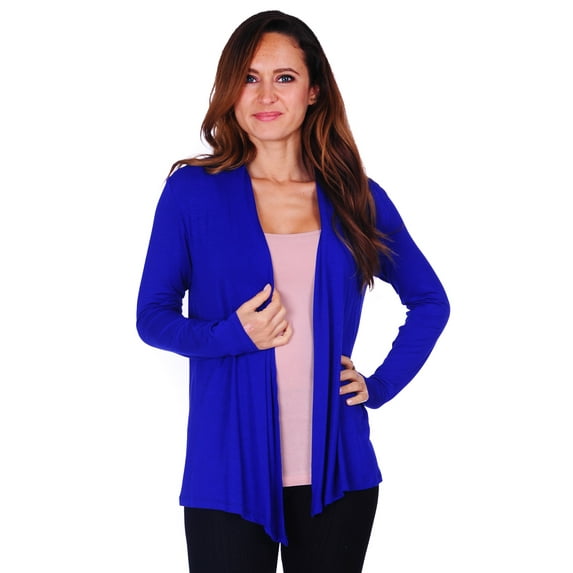 Simply Ravishing Women's Basic Long Sleeve Hip Length Open Drape Cardigan, 5X, Royal