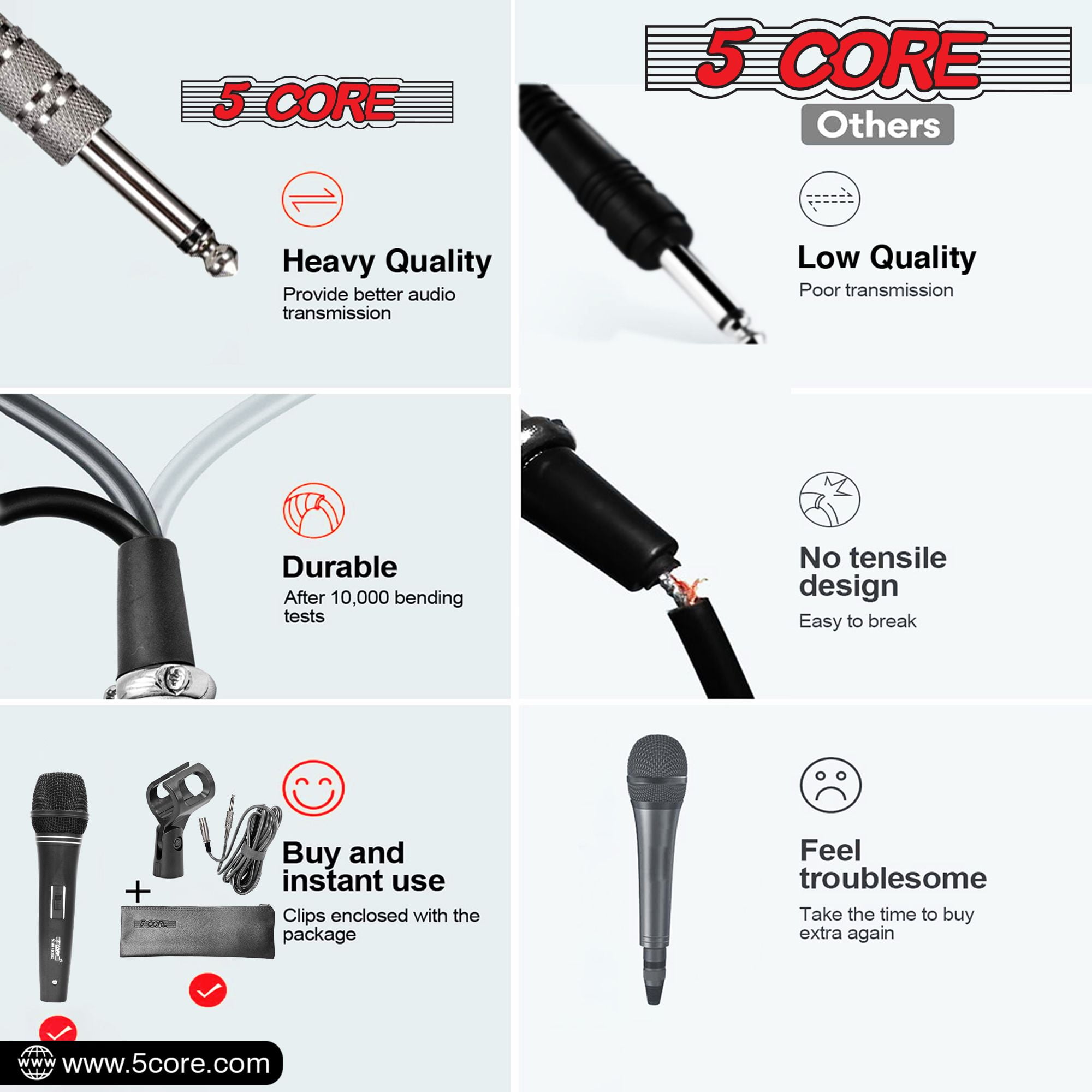 Professional Cardioid Dynamic Vocal Microphone with Neodymium Magnet – Steel Mesh Grille, 16ft Detachable XLR Cable, ON/OFF Switch & Travel Bag for Karaoke, Studio, Live Performance
