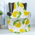 thumbnail image 4 of Lemons Soft Flannel Fleece Throw Blanket, Repeating Citrus Leaves Energetic Illustration, Cozy Plush for Indoor and Outdoor Use, 50" x 60", Lime Green Mustard, by Ambesonne, 4 of 5