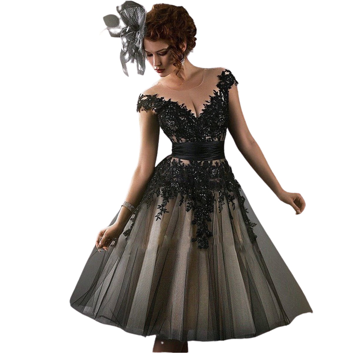Vintage black and white printed dress flap dress size 6 soft chiffon dress vintage cotton dress tea length dress