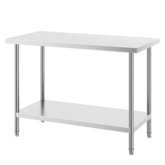 KFFKFF Stainless Steel Prep Table, 24 x 48 x 34 Inch, 800 lbs Capacity, Durable Worktable with Adjustable Heights, Versatile Workstation for Kitchen, Garage, Restaurant, or Outdoor Use