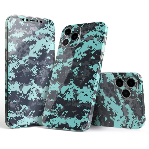 DesignSkinz Light Blue and Gray Digital Camouflage Full-Body Skin Decal Wrap Cover for iPhone 16
