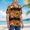 thumbnail image 3 of Balery Sunflower Gnomes and Bees Camisas hawaianas de manga corta para hombre, camisas playeras de corte holgado, camisas de vacaciones con botones,Medium, 3 of 7