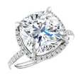 thumbnail image 2 of Elegant Halo style Wedding Ring, 2.1 Ct Cushion Cut Simulated Diamond Ring, Daily Wear Engagement Ring, 14K White Gold Plated, Rings For Women, Anniversary Gift For Wife, 2 of 4